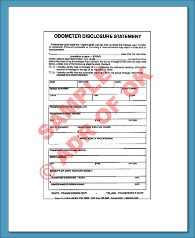 Odometer Disclosure Statement