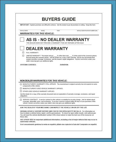 FTC Buyers Guide - AS IS