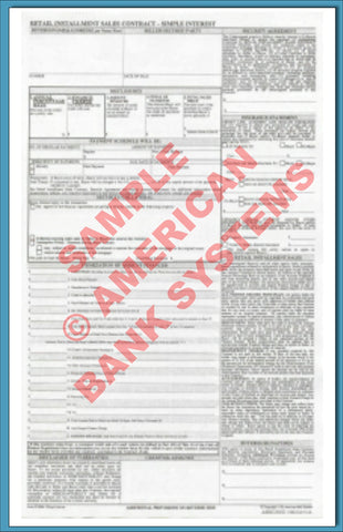 Retail Installment Sales Contract - Simple Interest