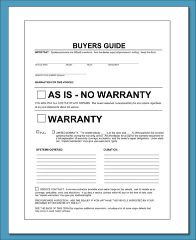 FTC Buyers Guide - AS IS 4-Seal