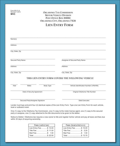 Lien Entry Form