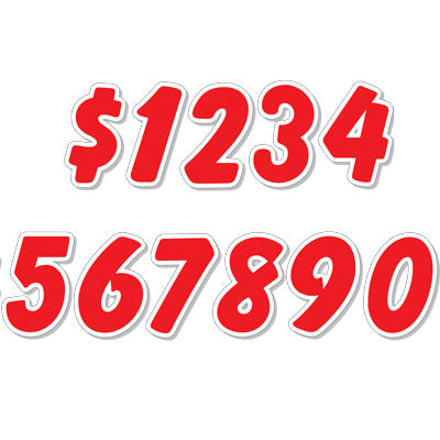Vinyl Numbers- Dye Cut Red on White 7.5"