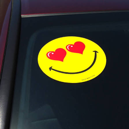 Happy Face Heart Eyes Windshield Sticker
