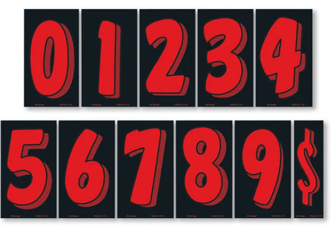 Vinyl Numbers (7.5") - Flouresent Red on Black