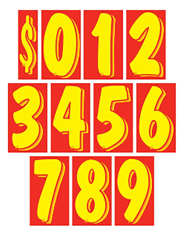 Vinyl Numbers (7.5") - Yellow on Red