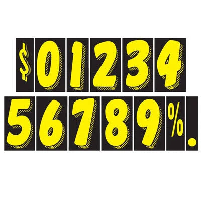 Vinyl Numbers (7.5") - Yellow on Black