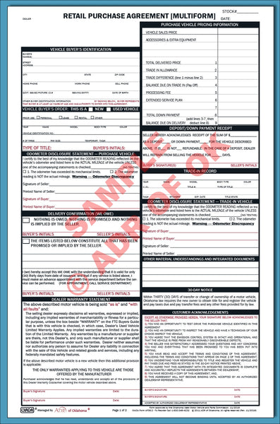 Multiform Print Form Retail Purchase Agreement / Multiform | Dealer Forms | ADR of OKLA ...