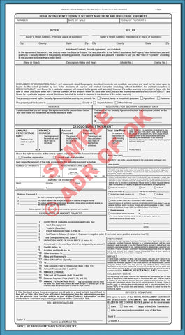 Retail Installment Sales Contract and Security Agreement