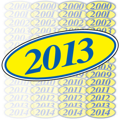 Oval Year Signs - Blue on Yellow